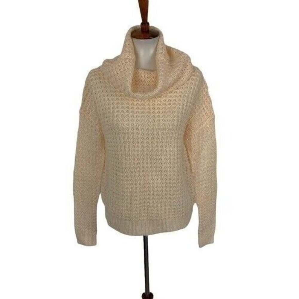 The‎ Fifth Label Sweater Small Ivory Cowl Neck Ribbed Knit Minimal Cozy